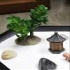 Nature's Mark Mini Zen Garden Kit for Desk with Rake, White Sand, Miniature Pagoda Figure, Black Hexagon Base, River Rocks, Miniature Succulent view 2
