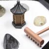 Nature's Mark Mini Zen Garden Kit for Desk with Rake, White Sand, Miniature Pagoda Figure, Black Hexagon Base, River Rocks, Miniature Succulent view 3