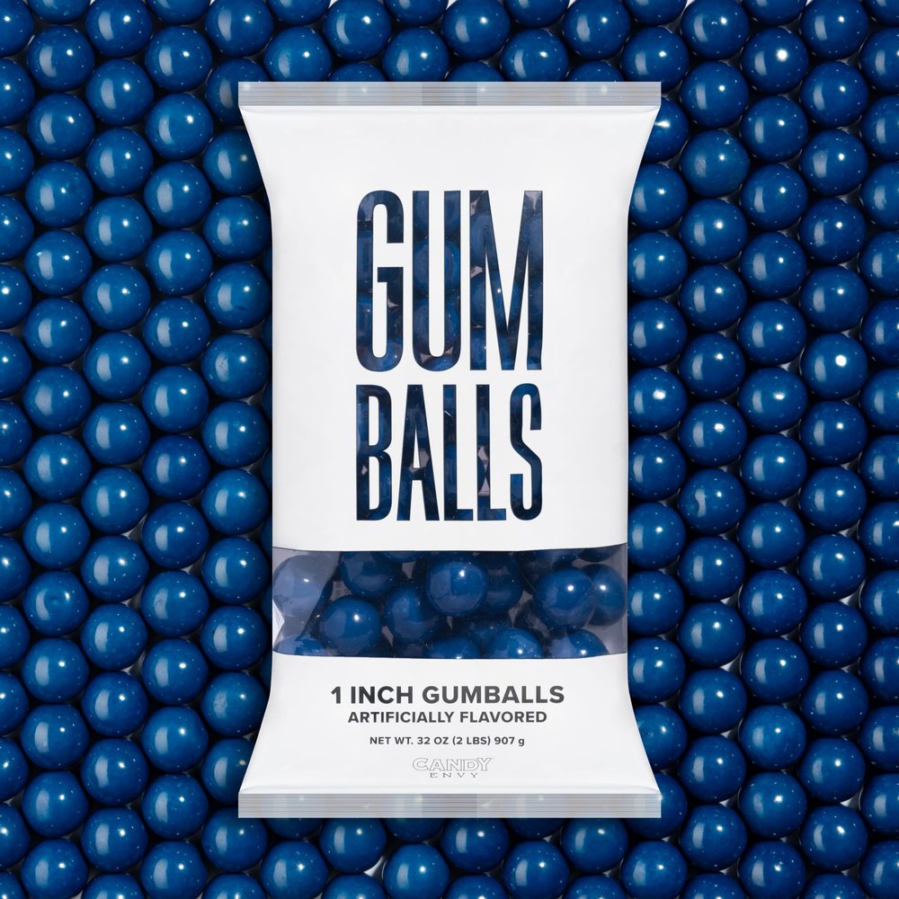 Candy Envy - Royal Blue Gumballs - 1 Inch - Approximately 113 Gumballs Per 2lb Bag - Bulk Royal Blue Candy - North American Made & Kosher Certified