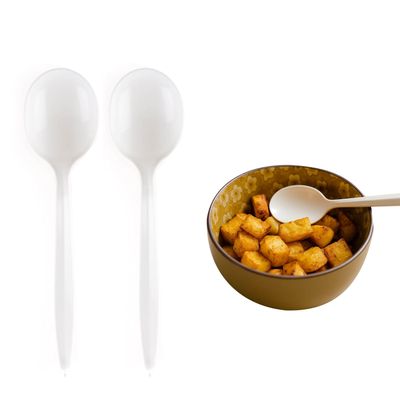 Disposable Plastic Cutlery Spoons (50 Count) - White Disposable Plastic Spoons Medium Weight - Great for Soups, Kitchen, Office, Togo, Lunch, Cafeterias, Restaurants by EcoQuality