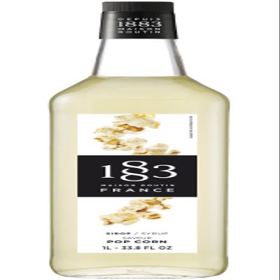 1883 Popcorn Syrup for Drinks, Made in France, 1 Liter Glass Bottle