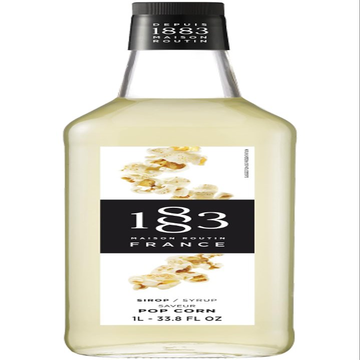 1883 Popcorn Syrup for Drinks, Made in France, 1 Liter Glass Bottle