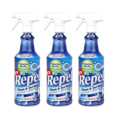 Clean-X REPEL Glass & Surface Cleaner 32 fl. oz. - Cleans & Repels water spots and dirt on glass, mirror, tile and multi surface by UNELKO (3)