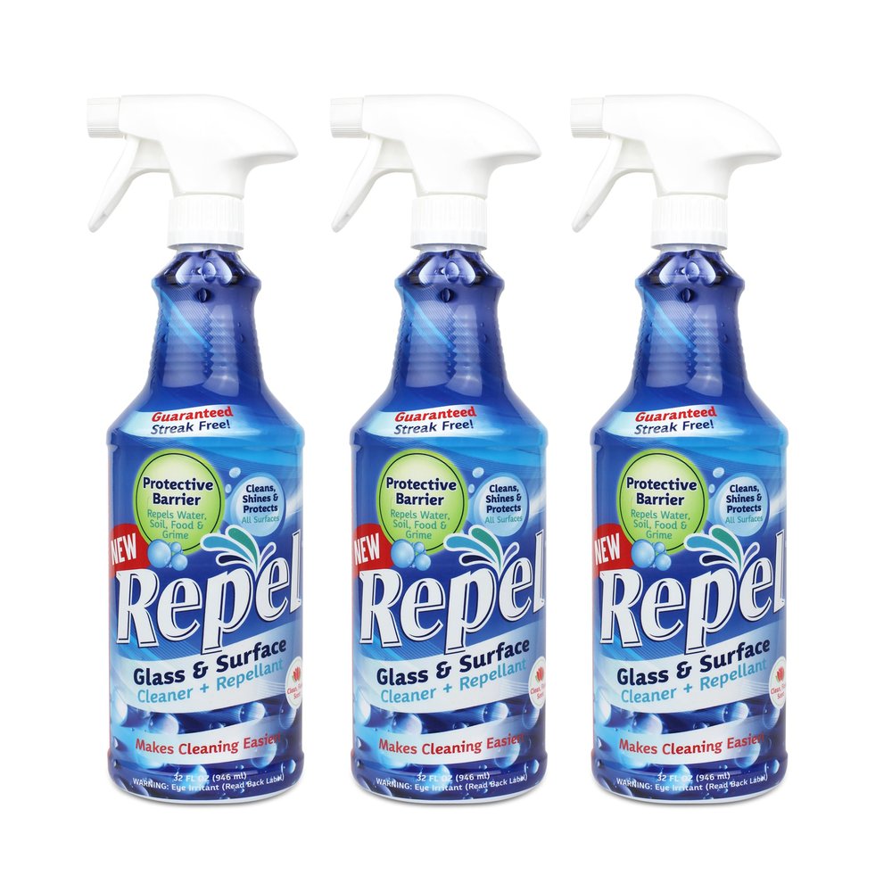 Clean-X REPEL Glass & Surface Cleaner 32 fl. oz. - Cleans & Repels water spots and dirt on glass, mirror, tile and multi surface by UNELKO (3)