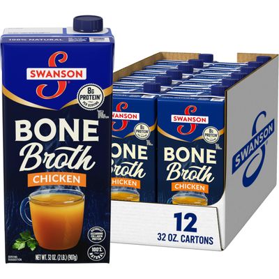 SWANSON S Chicken Bone Broth, 32 Ounce Resealable Carton (Pack of 12)