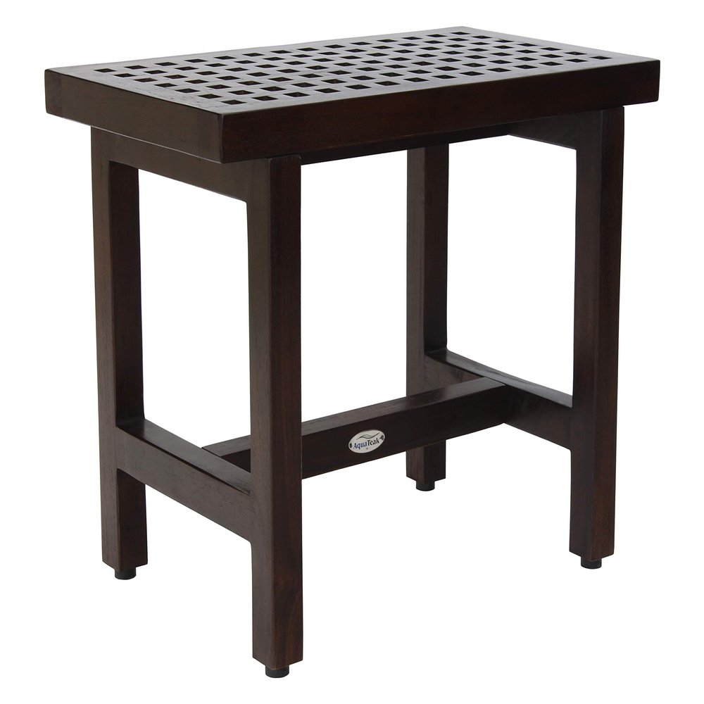 AquaTeak (Fully Assembled) Patented 24" Grate Lotus Mocha Teak Shower Bench
