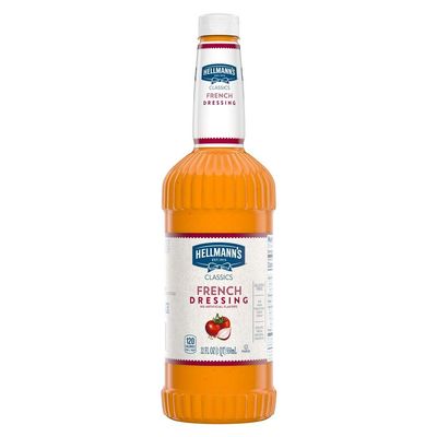 Knorr Hellmann's Classics French Salad Dressing Salad Bar Bottles Gluten Free, No Artificial Flavors or High Fructose Corn Syrup, Colors from Natural Sources, 32 oz, Pack of 6