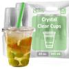 Clear Plastic Disposable Cups with Lids and Smoothie Straws 50 count - 20 oz (ounces) Clear PET Cup for Smoothies, Protein Shakes, Bubble Tea, Iced Coffee, Boba, Fresh Juice, Meal Prep, Party Cup view 1