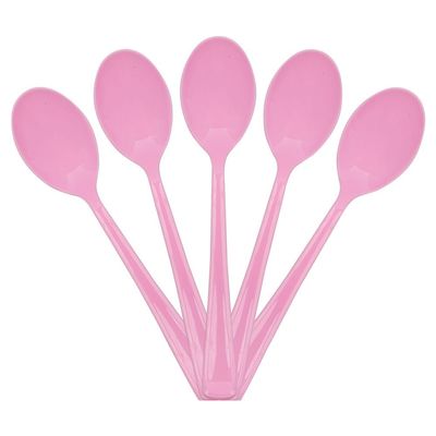 JAM PAPER Premium Utensils Party Pack - Plastic Spoons - Baby Pink Pastel - 48 Disposable Spoons/Pack