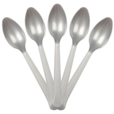 JAM PAPER Premium Utensils Party Pack - Plastic Spoons - Silver - 48 Disposable Spoons/Pack