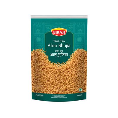 Bikaji Tana-Tan Aloo Bhujia 35.27 oz (1 kg), Indian Namkeen Fried Potato Noodles Snack, Spicy and Crunchy Sev, Authentic Bikaneri Recipe, Tea-Time Snack, Vegetarian Savory Treat