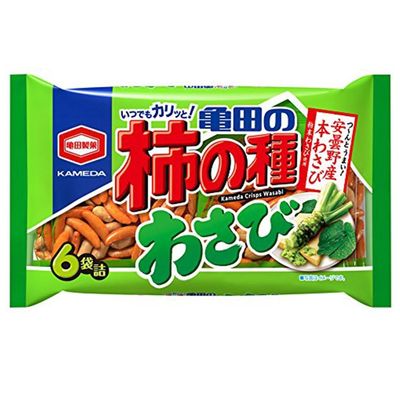 Kakinotane Wasabi Taste 6pack 6.4oz x 6pcs Set Spicy rice crackers Persimmon Seeds Ninjapo