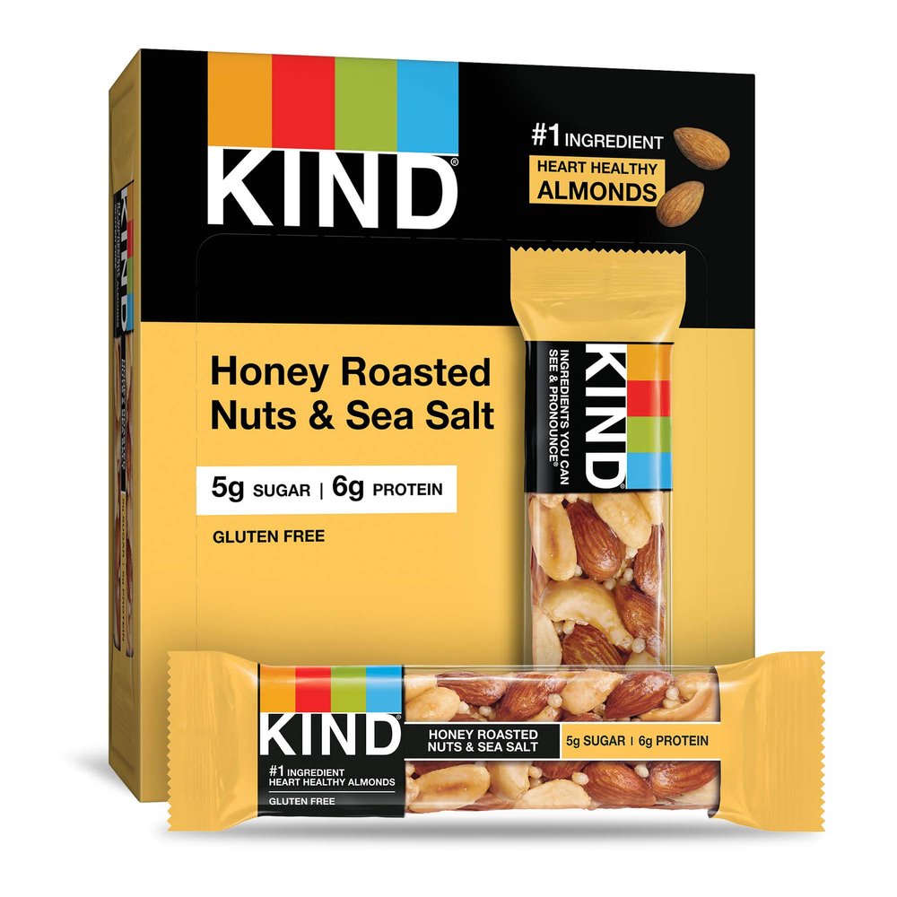 KIND Bars, Honey Roasted Nuts & Sea Salt, Gluten Free, Low Sugar, 4 Count (Pack of 12)