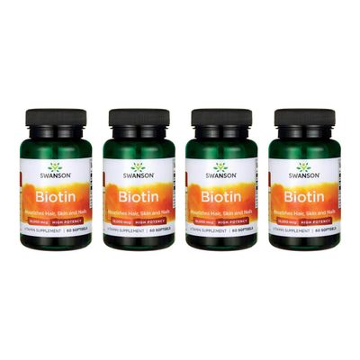 Swanson Premium Brand Biotin - High Potency 10,000 mcg 60 Sgels 4 Pack