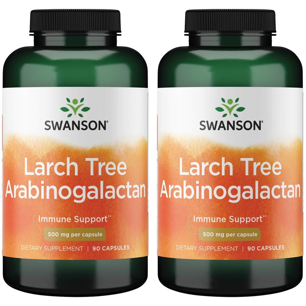 Swanson Larch Tree Arabinogalactan 500 mg 90 Caps (2 Pack)