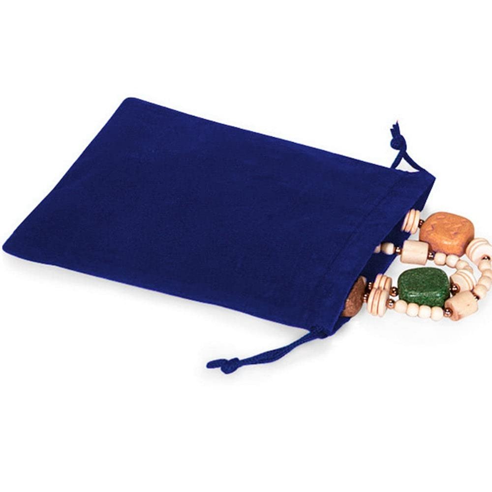 NW Dark Blue Velour Jewelry Pouches With Cord Drawstrings - 4x5.5in. - 100 Pack