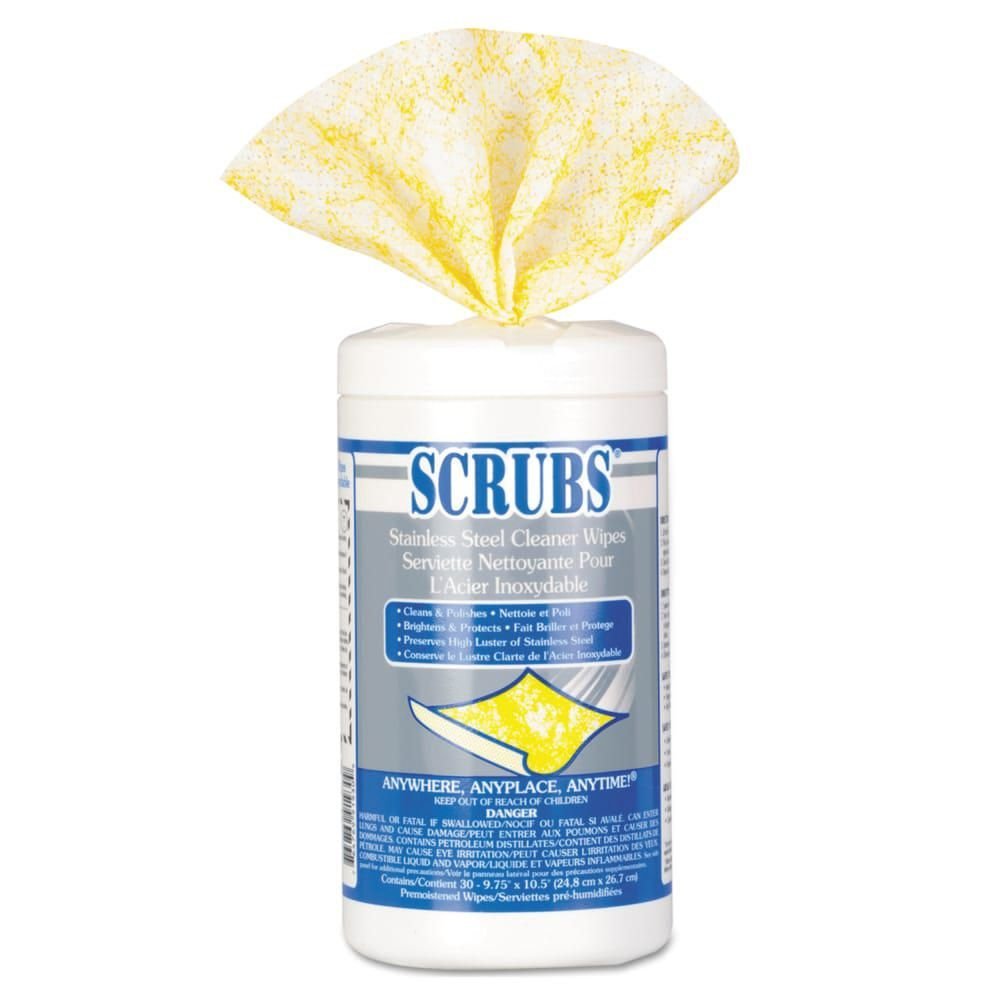 Stainless Steel Cleaner Towels, 30/Canister, 6 Canisters/Carton
