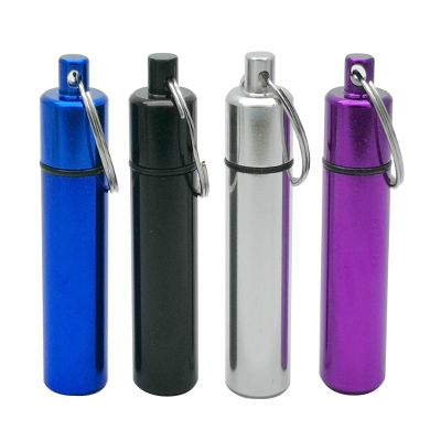 4 Packs Aluminum Pill Box Case Mini Portable Keychain Holder and Earplugs Storage