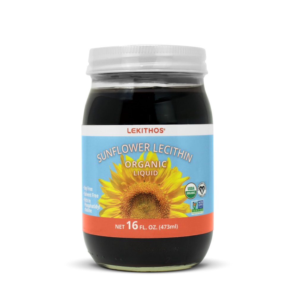 Lekithos Organic Sunflower Lecithin Liquid - 16 fl oz - Certified USDA Organic - Cold Pressed (Solvent Free) - Non-GMO Project Verified