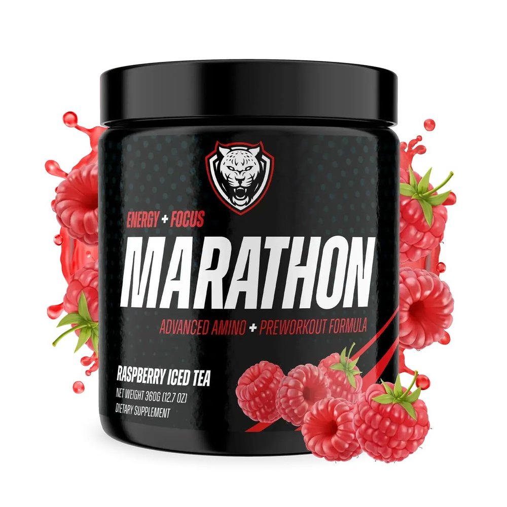 6AM Run Marathon | Running Supplements for Endurance & Stamina | Amino Energy with BCAAs for a Clean Pre Running Fuel | No Jitters | Marathon Essentials | Raspberry Iced Tea | 40 Servings