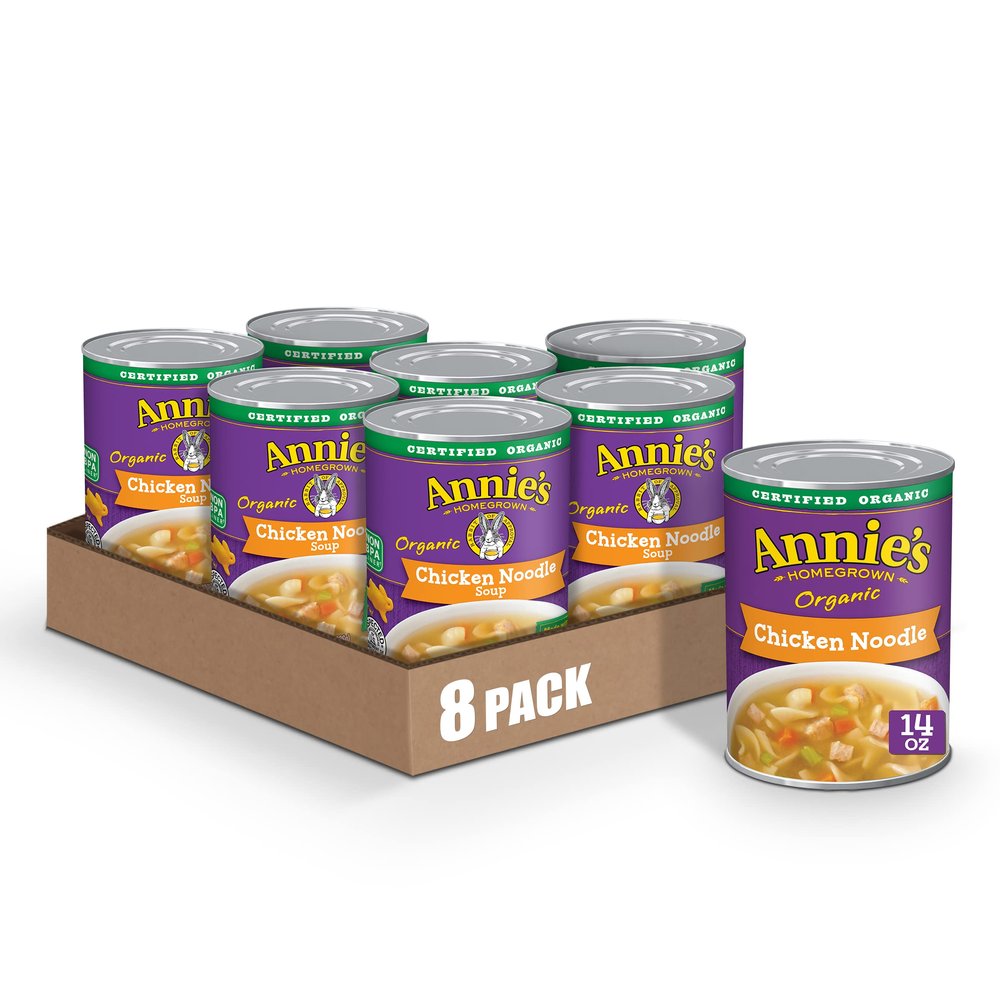 Annies Organic Chicken Noodle Canned Soup, Ready To Serve, 14 oz (Pack of 8)