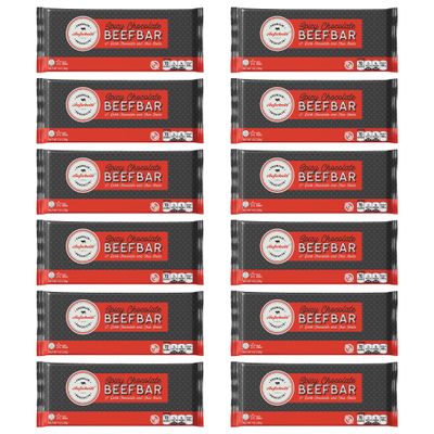 Aufschnitt Beef Bars - High Protein Snack with Grass Fed Beef - Kosher, and Keto Friendly - Dark Chocolate and Chia Seeds, 12 Count