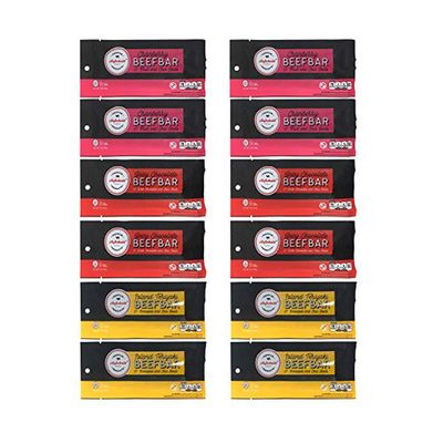 Aufschnitt Beef Bars - High Protein Snack with Grass Fed Beef - Kosher, and Keto Friendly - Variety Pack, 12 Count