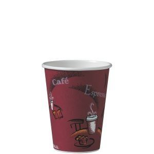 Bistro Single Sided Poly Paper Hot Cups Maroon 12 oz 100 Ct