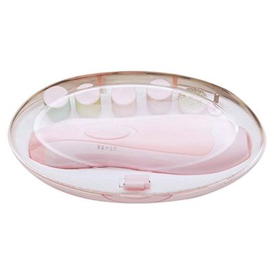 TOOGOO Baby Nail File Electric Nail Trimmer Manicure Set with Nail Clippers,LED Light and 10 Grinding Heads(Pink)