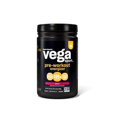 Vega Sport Pre-Workout Energizer Berry (25 Servings) Pre Workout Powder for Women and Men, Supports Energy and Focus, Electrolytes, Vegan, Keto, Gluten Free Non GMO, 1.1 lbs (Packaging May Vary)
