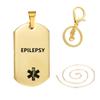 LiFashion LF 316L Stainless Steel Sos Emergency ICE EPILEPSY Medical Alert ID Dog Tag Pendant Necklace Caduceus Keychain for Men Women Gold view 1