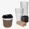 100 Pack - 10 oz Disposable White Paper Coffee Cups with Black Dome Lids and Protective Corrugated Cup Sleeves - Perfect Disposable Travel Mug for Home, Office, Coffee Shop, Travel, Tea view 1