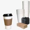 100 Pack - 16 oz Disposable White Paper Coffee Cups with Black Dome Lids and Protective Corrugated Cup Sleeves - Perfect Disposable Travel Mug for Home, Office, Coffee Shop, Travel, Tea view 1