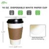 100 Pack - 16 oz Disposable White Paper Coffee Cups with Black Dome Lids and Protective Corrugated Cup Sleeves - Perfect Disposable Travel Mug for Home, Office, Coffee Shop, Travel, Tea view 3