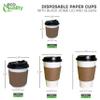 100 Pack - 16 oz Disposable White Paper Coffee Cups with Black Dome Lids and Protective Corrugated Cup Sleeves - Perfect Disposable Travel Mug for Home, Office, Coffee Shop, Travel, Tea view 4