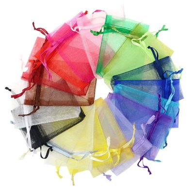 100pcs Mixed Color Wedding Favor Bags 2.7x3.5 inches Organza Bag with Drawstring, Mesh Jewlery Candy Gift Bag Pouch for Party, Baby ShowerJewelry, Festival, Bathroom Soaps, Makeup Organza Favor Bag