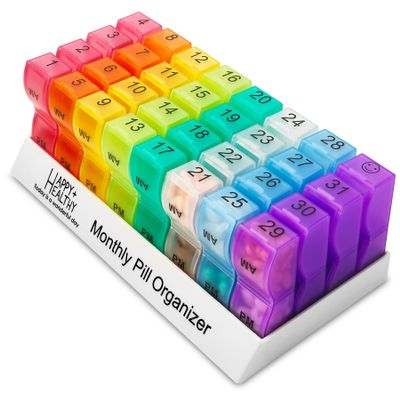 Monthly Pill Organizer - Am/Pm Daily Pill Organizer 32 Compartments for Each Day, Pill Dispenser and Dispenser Caddy that Helps You Organize Your Life, Perfect for Supplements and Medication by MEDca