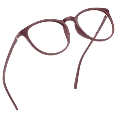 LifeArt Blue Light Blocking Glasses, Anti Eyestrain, Computer Reading Glasses, Gaming Glasses, TV Glasses for Women Men, Anti Glare (Aubergine, 1.50 Magnification)