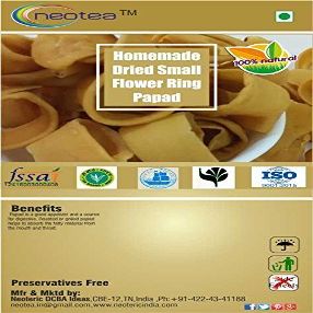 Neotea Homemade Dried Papad/Pappad/Papadum/Appalam 250g (Small Flower Ring Papad)
