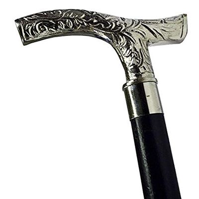 Mahira Nautical Victorian Walking Stick - Chrome Walking Cane 37 Handmade Detachable Brass Derby Handle