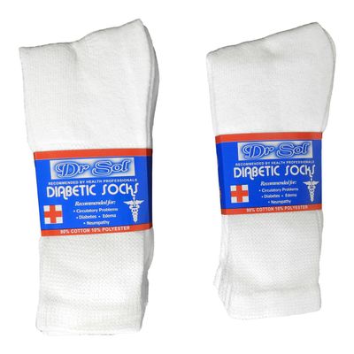 6 pair 90% Cotton Blend Diabetic Socks Men's Women's The Choice of health Professionals (Men's)