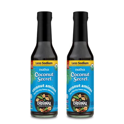Coconut Secret Organic Liquid Coconut Aminos - Low Sodium Soy Sauce Alternative for Cooking, Dipping, and Marinating - Perfect for Vegan, Keto, and Paleo Diet - 8Oz, 2 Pack