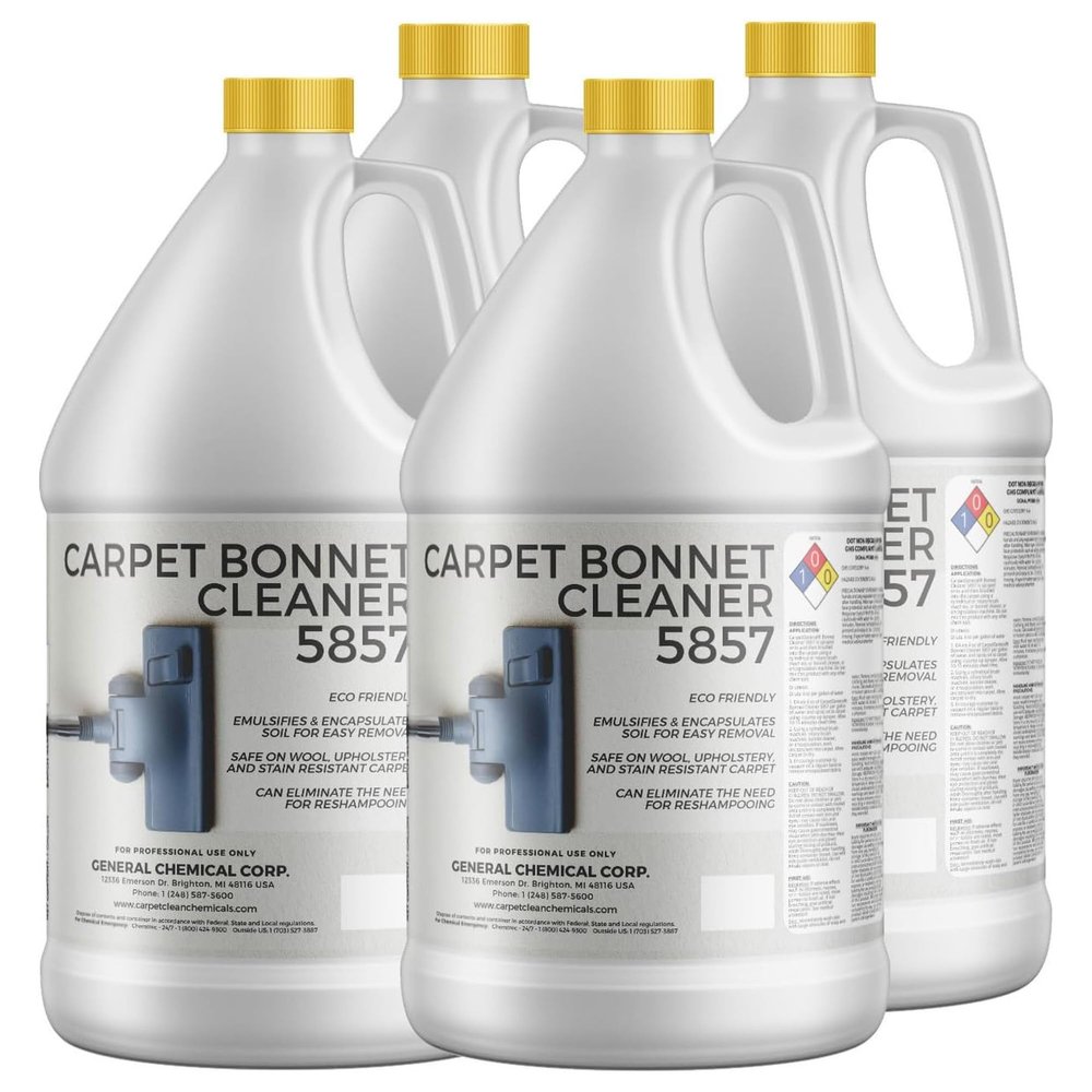 CarpetGeneral Bonnet Cleaner 5857 - Heavy Duty Shampoo Carpet Freshener Solution for Machine - Fast Drying & Pet Safe Carpet Shampoo for Rotary Cleaners, Commercial, & Industrial Use - Case