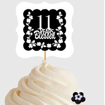 11th Birthday Anniversary Blessed Years Cupcake Decoraton Topper Picks -12pk