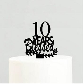 10th Birthday Anniversary Blessed Years Cake Decoration Topper