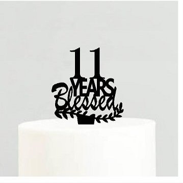 11th Birthday Anniversary Blessed Years Cake Decoration Topper