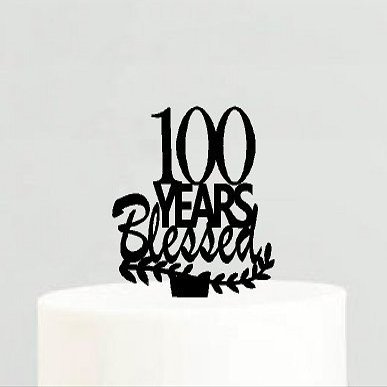 100th Birthday Anniversary Blessed Years Cake Decoration Topper