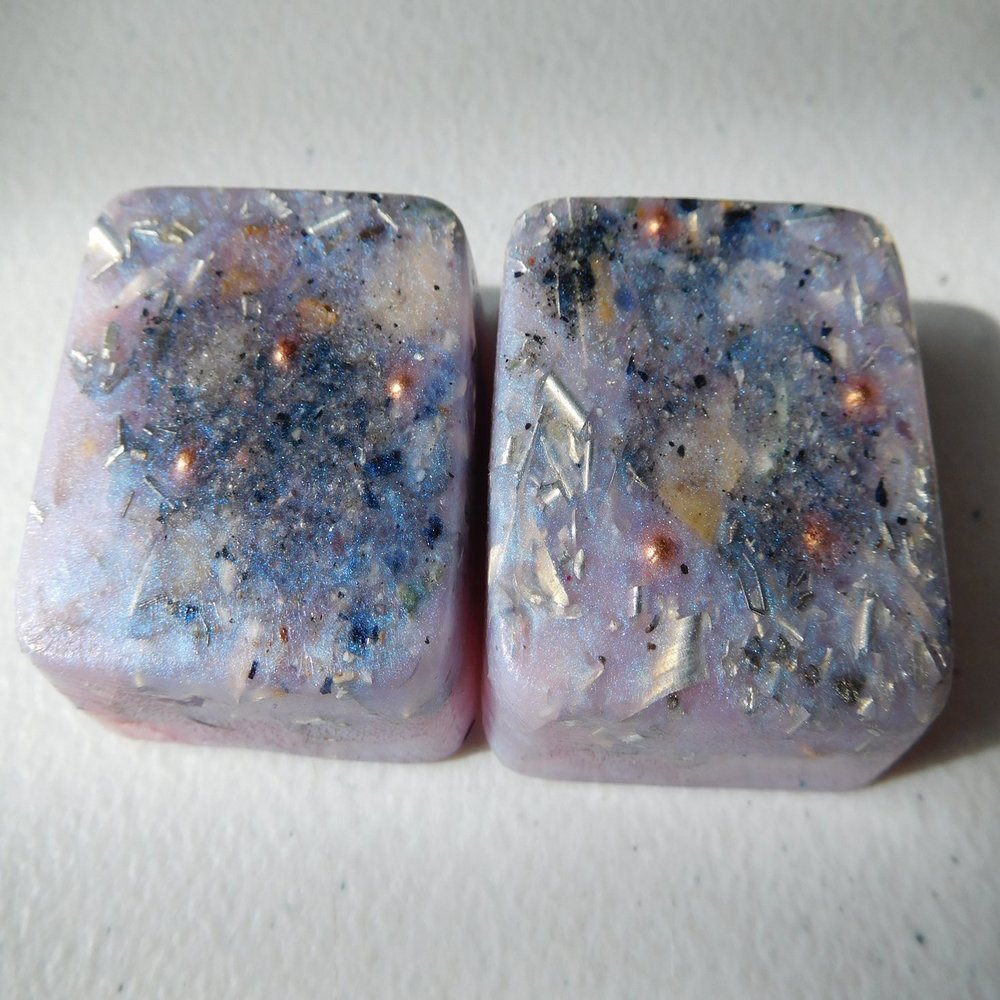 2 Pink Pearl Blue Mini Cube Tower Busters Crystal Orgone Many Beautiful Ingredients!! (Pink Pearl Blue)