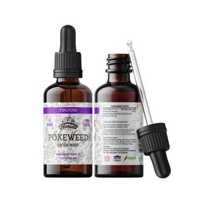 FLORIDA HERBS Pokeweed Tincture, Organic Poke Extract (Phytolacca Americana) Dried Root, Non-GMO in Cold-Pressed Organic Vegetable Glycerin, Supplements