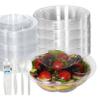 24oz Salad Bowls To-Go with Lids and Cutlery (300 Count) - Clear Plastic Disposable Salad Containers | Lunch, Salads, Fruits, Leak Proof, Airtight, Fresh, Meal Prep, Fork, | Rose Bowl Container (24oz) view 1